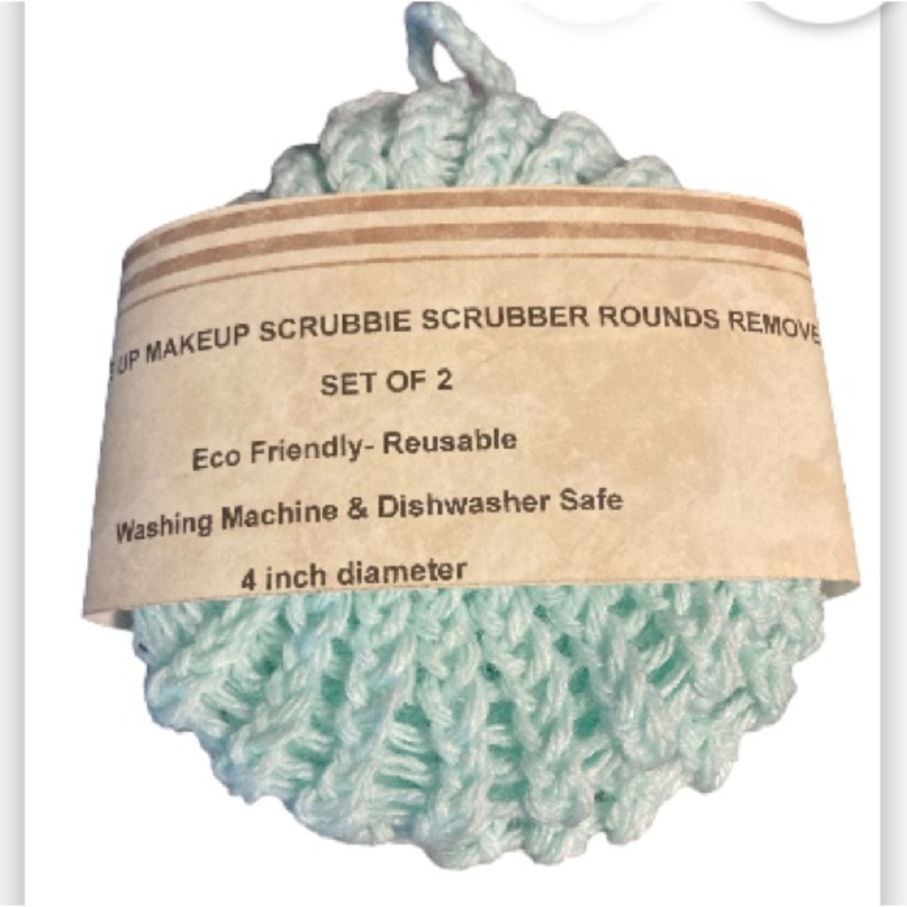 Face Make Up Makeup Scrubbie Scrubber Rounds Remover Teal Set of 2